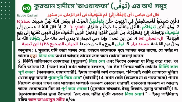 ইন্নি মুতাওয়াফফীকা (انى متوفيك) এর তাৎপর্য