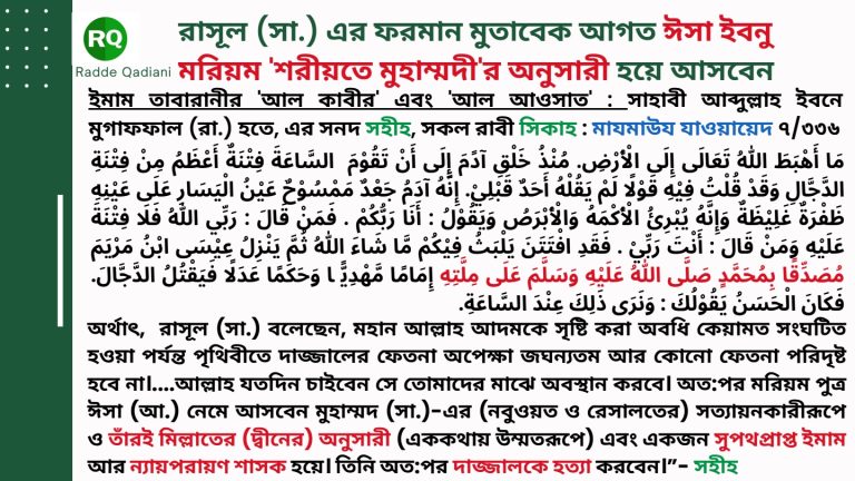 হাদীস সমূহের আলোকে ঈসা (আ:)-এর পুনঃ আগমনের প্রমাণ